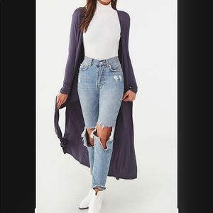 Open front knit cardigan charcoal